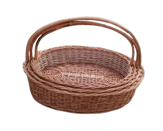 3 of Set Willow Oval Basket With Handle
