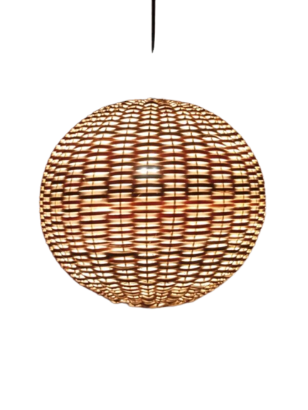 Cane Globe Lampshade with Iron Frame Without electrical accessories