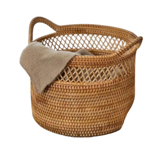 Cane Laundry Basket With Designer Handle