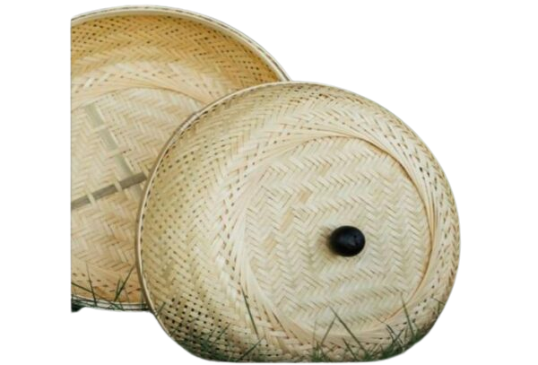 Circle Bamboo Basket with Lid