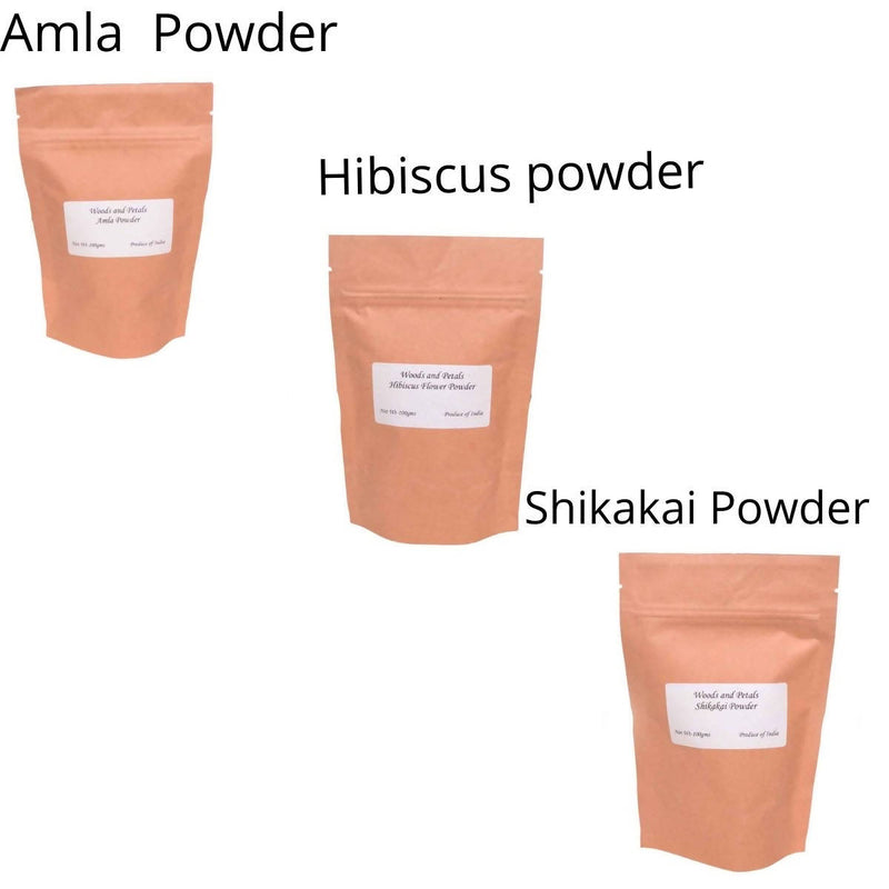 PURE AMLA HIBISCUS SHIKAKAI -| HAIR AND SCALP TREATMENT | 320 gms | .80 lb - COMBO - SET OF 3 | Beauty