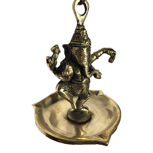 3 FACES DANCING GANESH HANGING BRASS LAMP 7 INCH HEIGHT | Home & Garden